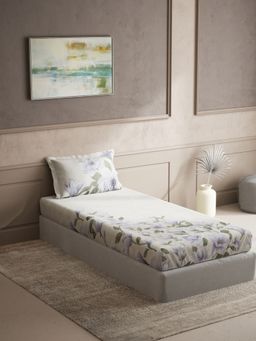 Ddecor Live Beautiful - Floral Cotton Single Bedsheet with 1 Pillow Cover - Purple